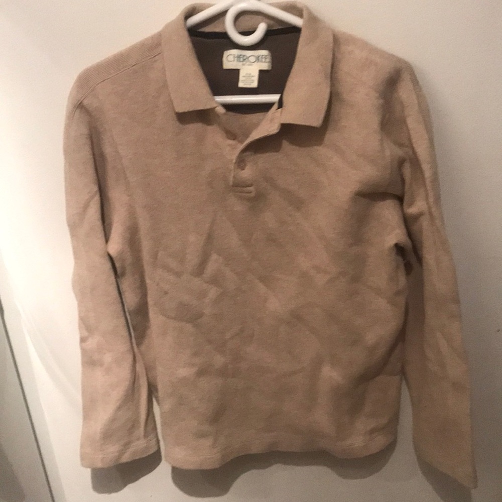 Beautiful 100% Cotton Quarter Button Cream Sweater Cherokee 1973